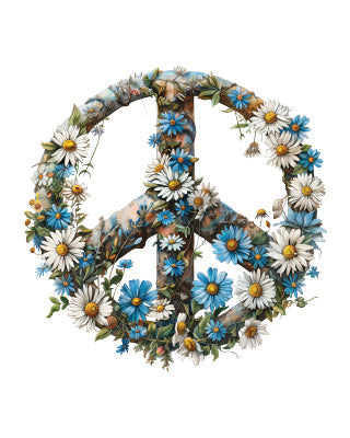 קעקוע זמני סמל PEACE פרחים